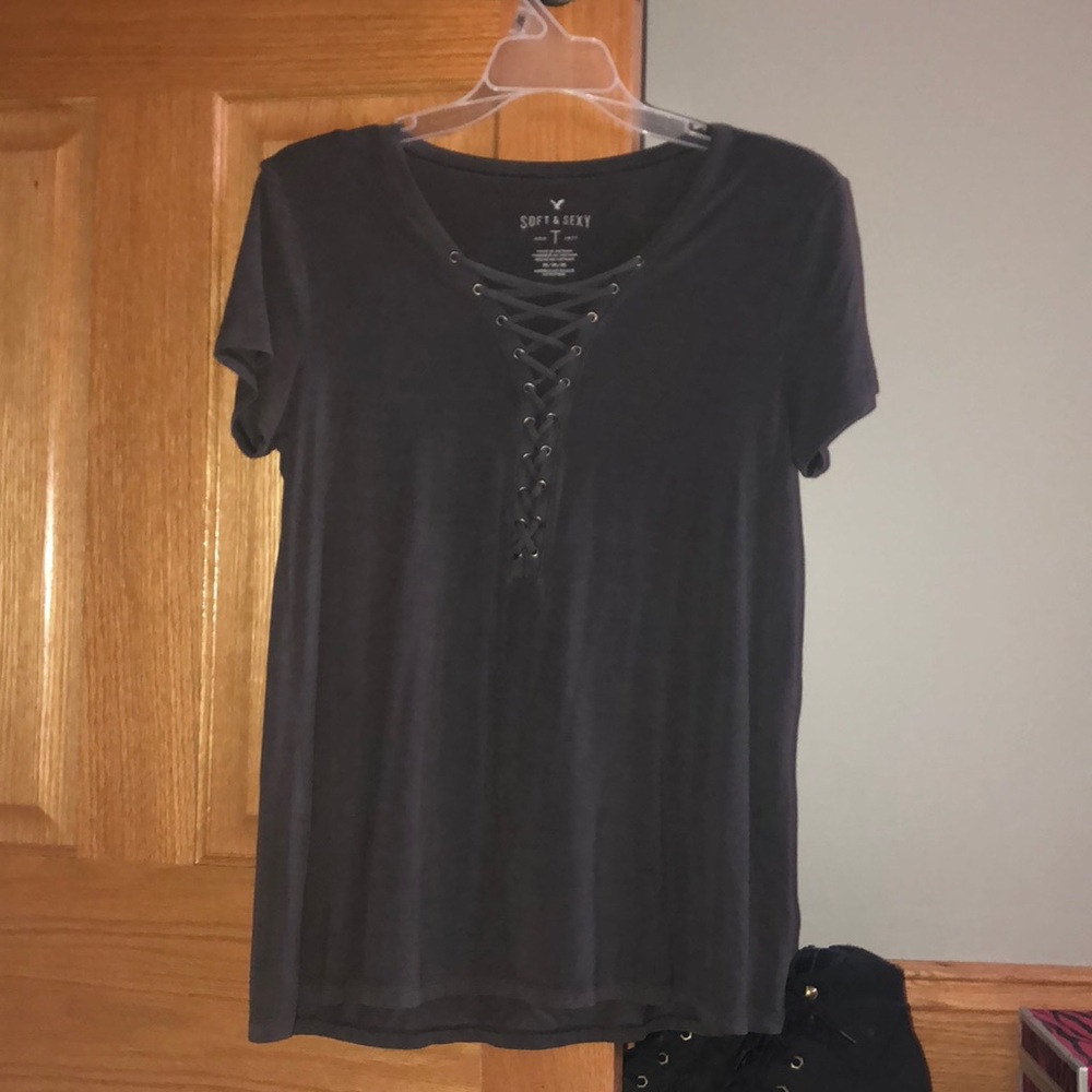 American Eagle Soft & Sexy Gray Cross Strings